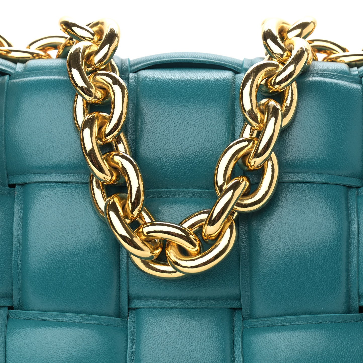 Lambskin Maxi Intreccio Padded Chain Cassette Crossbody Bag Mallard
