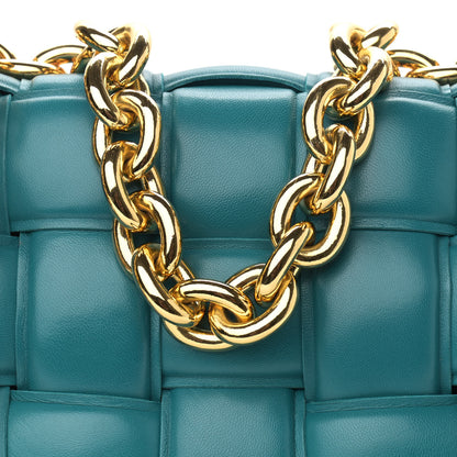 Bottega Veneta Lambskin Maxi Intreccio Padded Chain Cassette Crossbody Bag Mallard 8 of 12