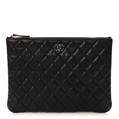 Chanel Lambskin Quilted Chanel 19 Medium Cosmetic Case Black 1 of 8
