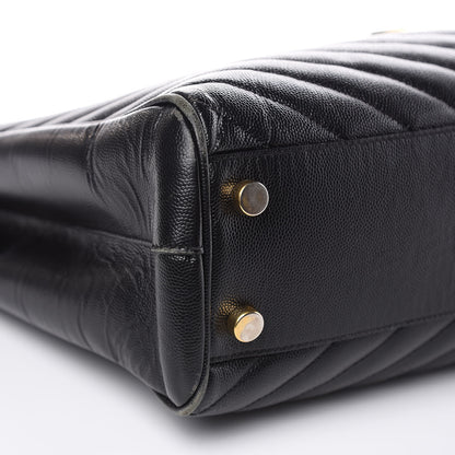 Saint Laurent Grain De Poudre Matelasse Chevron Monogram Shopping Bag Black 8 of 18