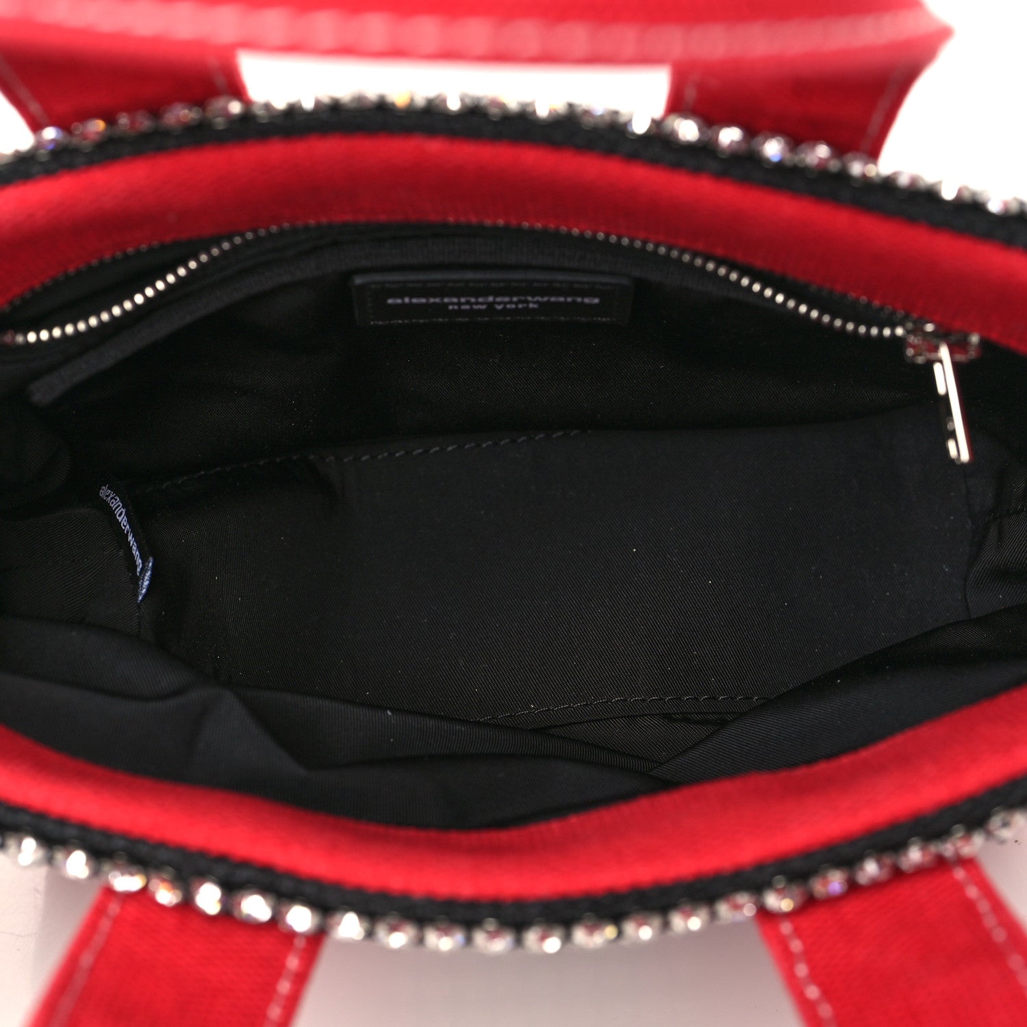 Alexander Wang Mesh Crystal Rhinestone Mini Cruiser Tote Red Silver 4 of 6