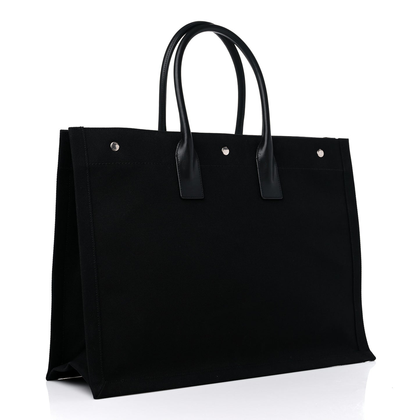 Linen Calfskin Rive Gauche Tote Black