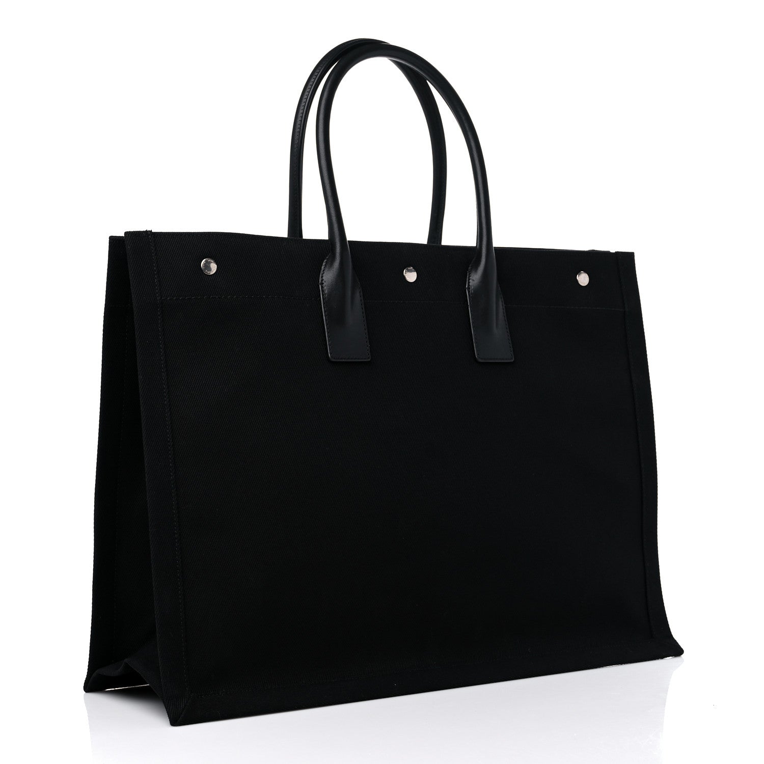 Saint Laurent Linen Calfskin Rive Gauche Tote Black 3 of 11