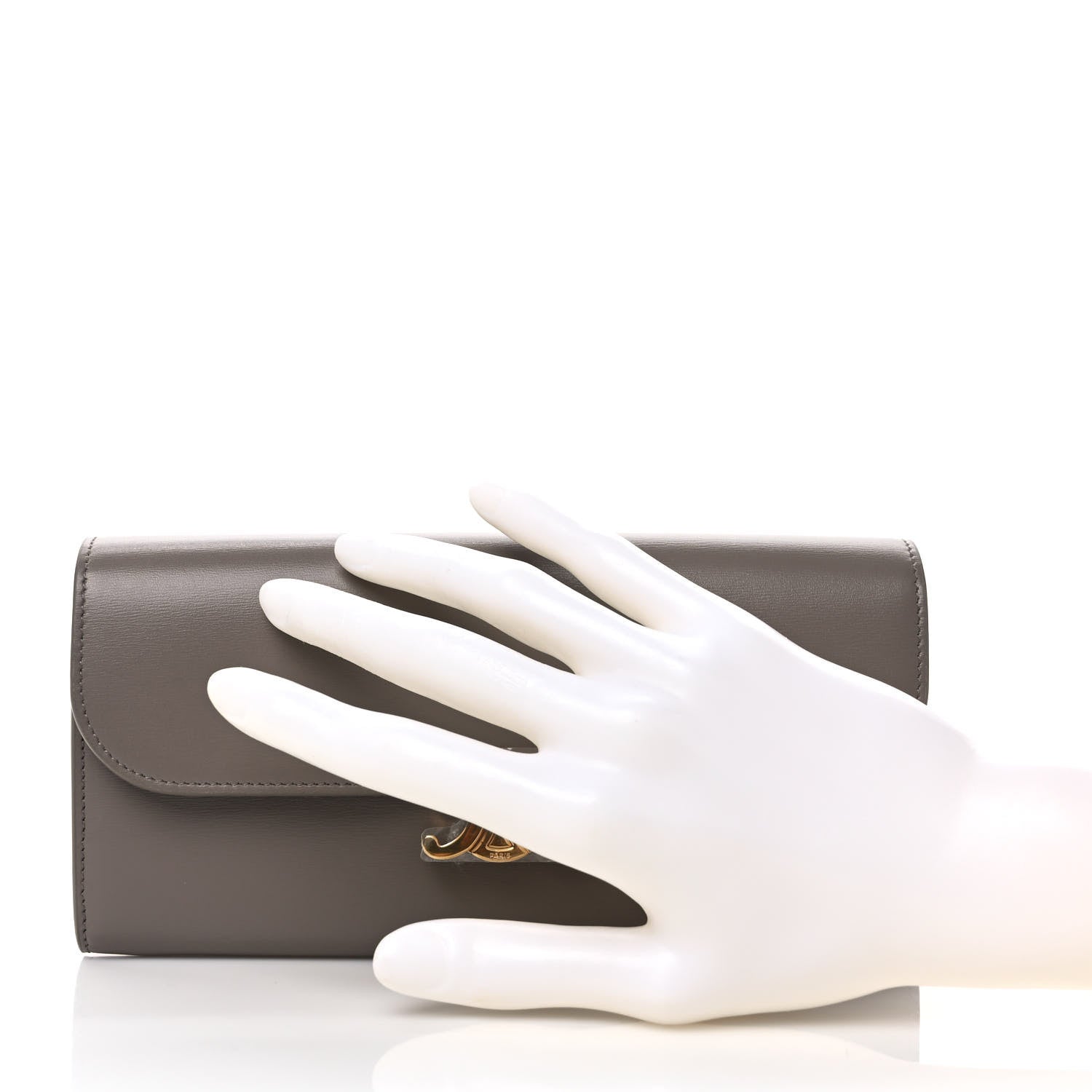 Celine Shiny Calfskin Large Triomphe Wallet Pebble 2 of 9