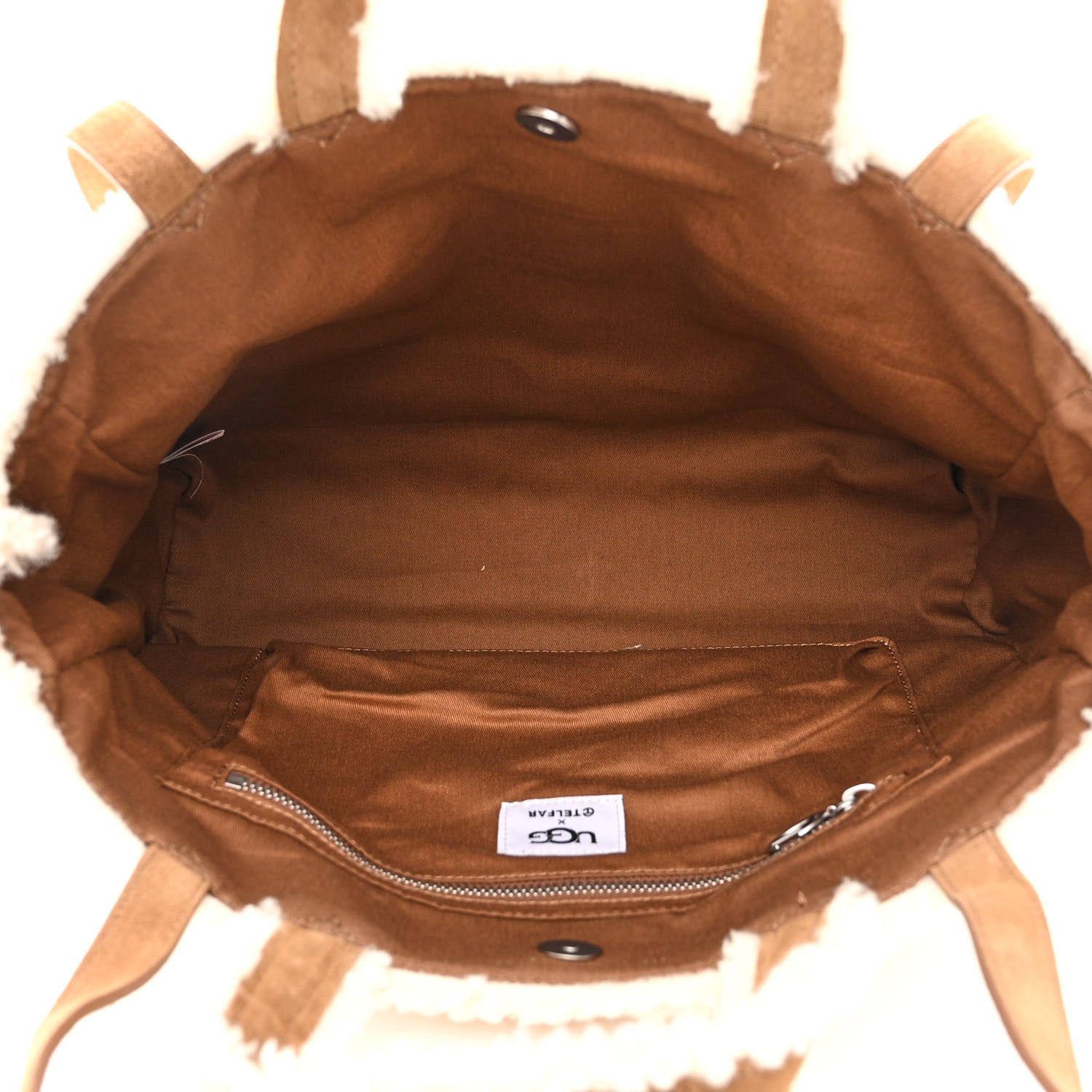 Telfar X UGG Suede Shearling Medium Shopping Bag Natural 5 of 11