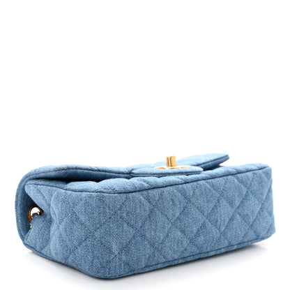 Chanel Denim Quilted Mini Pearl Crush Rectangular Flap Blue 4 of 12