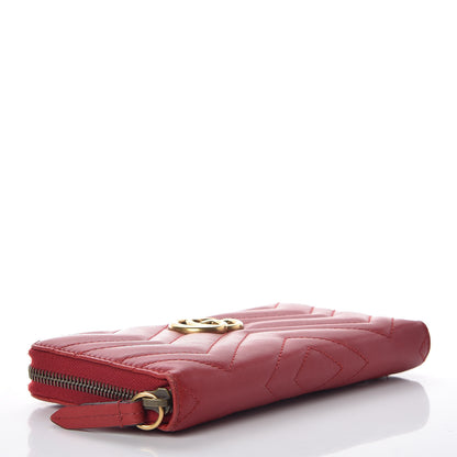 Gucci Calfskin Matelasse GG Marmont Zip Around Wallet Hibiscus Red 4 of 10