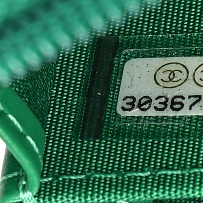 Chanel Caviar Quilted Boy Zip Around Coin Purse Wallet Green 7 of 11