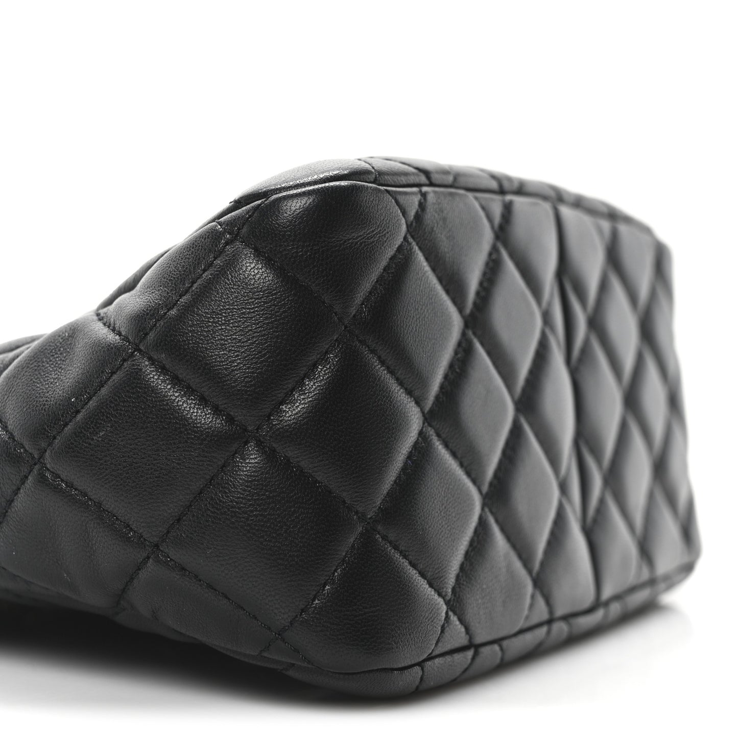 Lambskin Quilted Small Pearl Crush Hobo Black