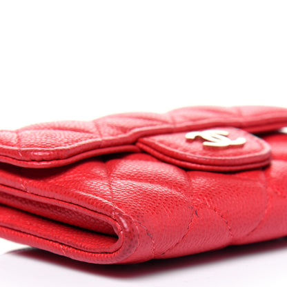 Chanel Caviar Quilted Flap Card Holder Wallet Red 10 of 18