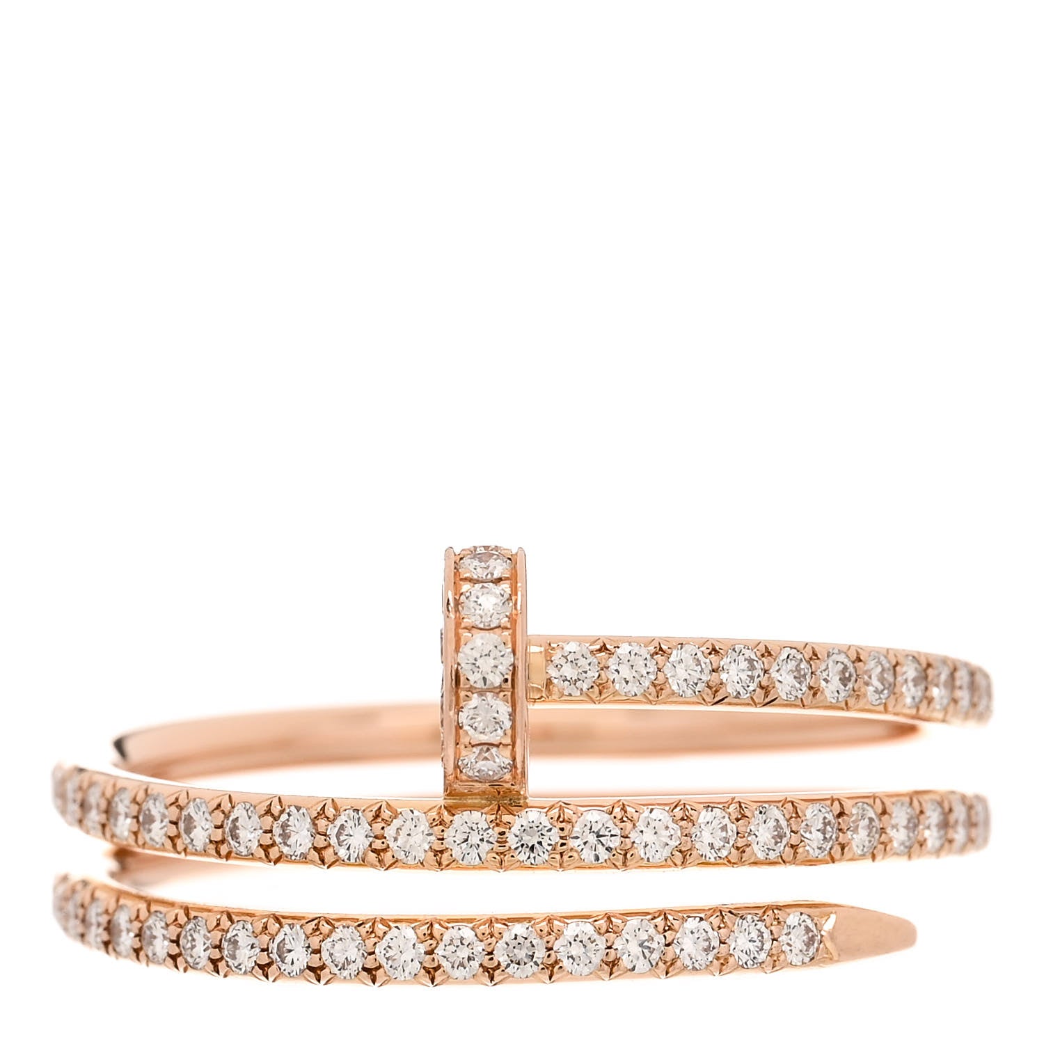 Cartier 18K Pink Gold Diamond Double Juste Un Clou Paved Ring 60 9 1 of 4