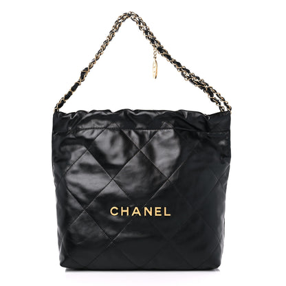 Chanel Shiny Calfskin Quilted Small Chanel 22 Black 3 of 10