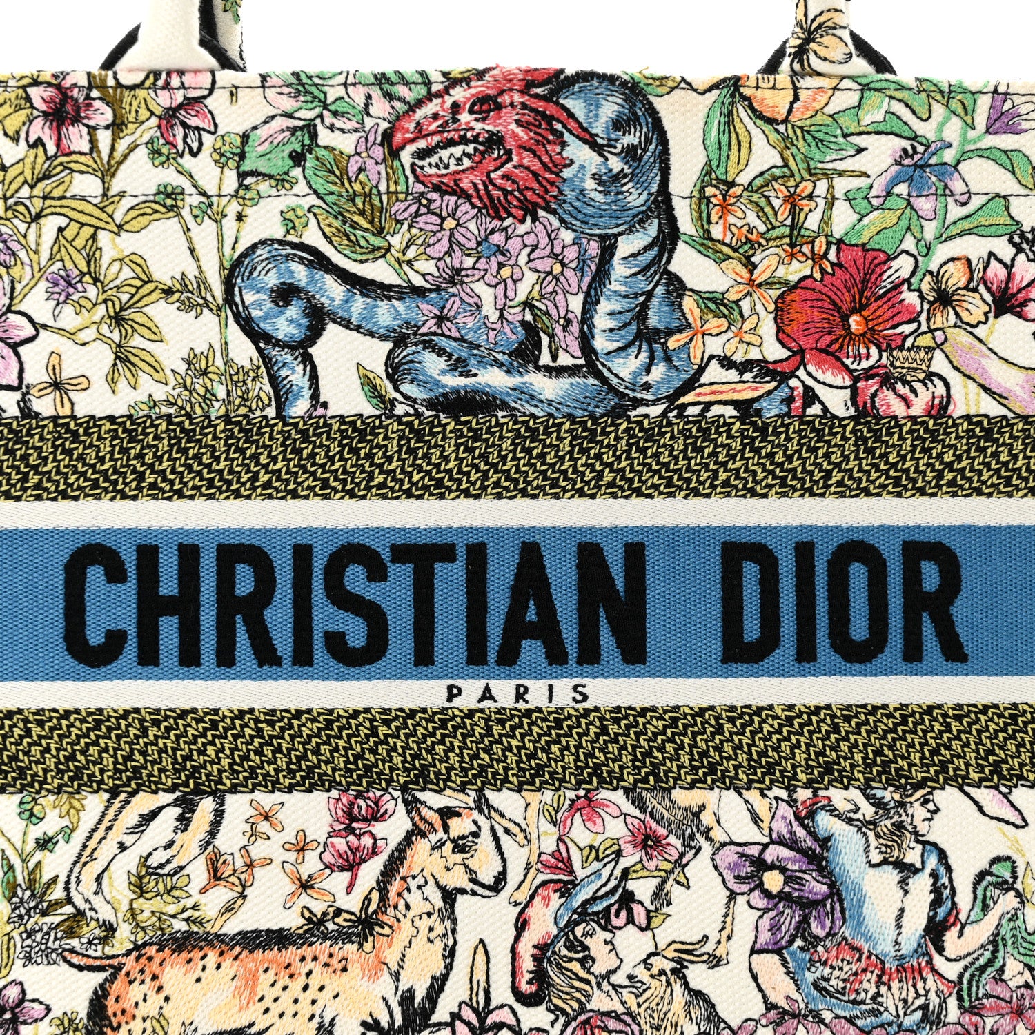 Christian Dior CHRISTIAN DIOR Canvas Embroidered Medium D-Constellation Book Tote Latte Multicolor 8 of 11