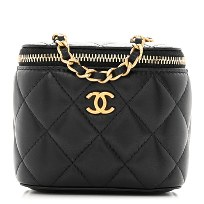 Chanel Lambskin Quilted Mini Pearl Crush Vanity Case With Chain Black 1 of 11