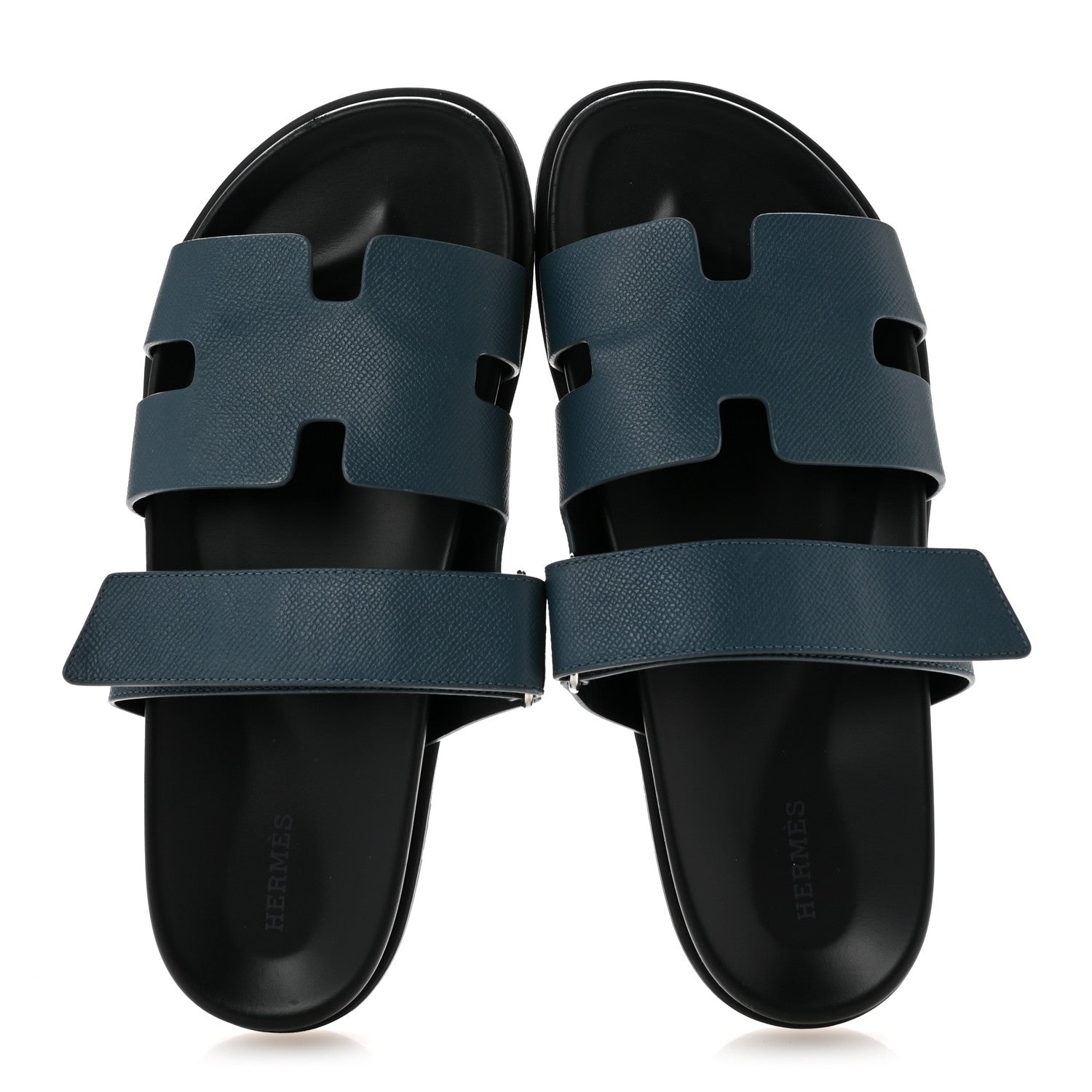 Hermes Epsom Mens Chypre Sandals 43 Bleu Canard 2 of 12