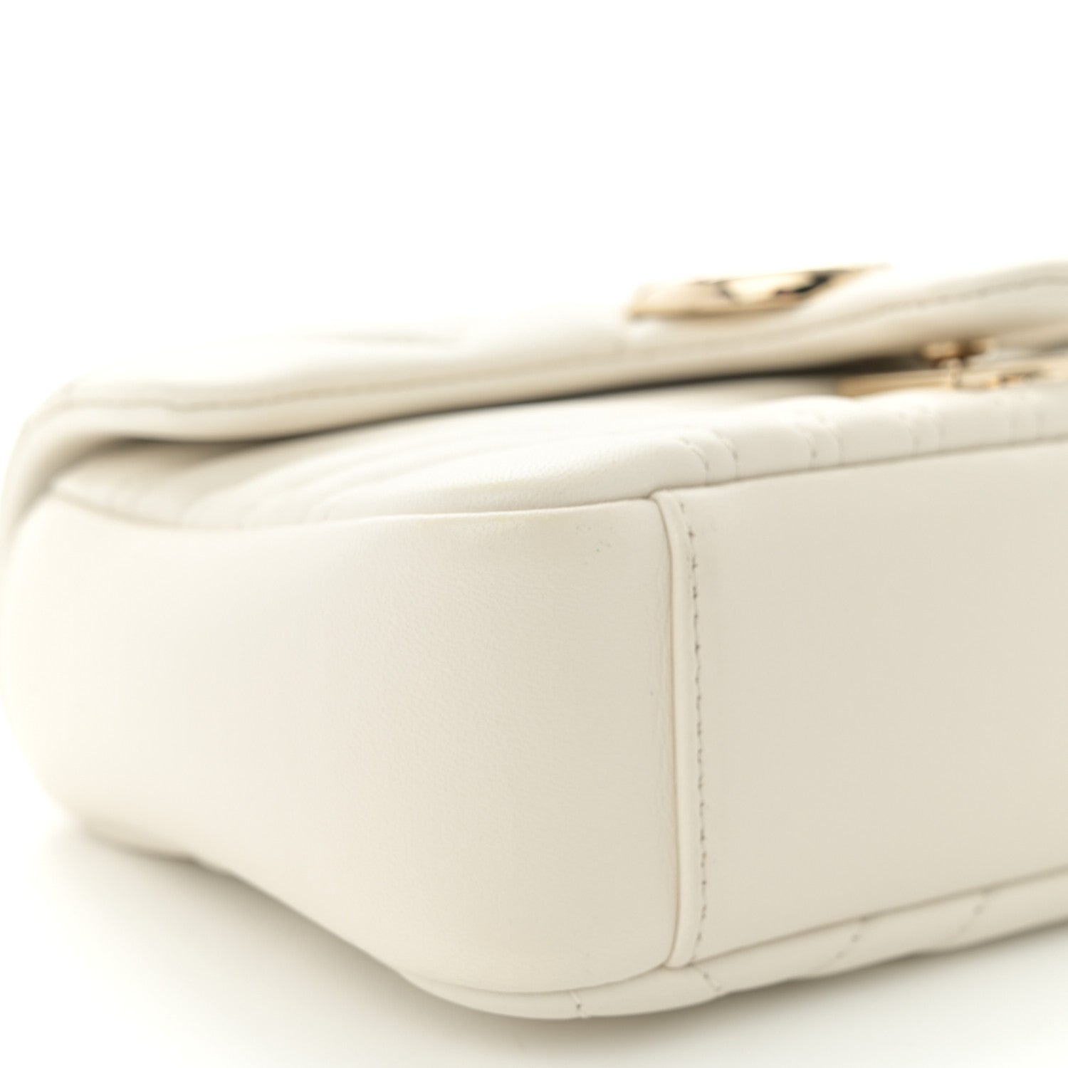 Gucci Lambskin Matelasse Small GG Marmont Shoulder Bag White 9 of 10