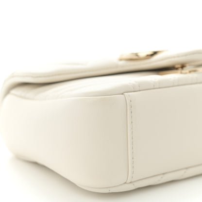 Gucci Lambskin Matelasse Small GG Marmont Shoulder Bag White 9 of 10