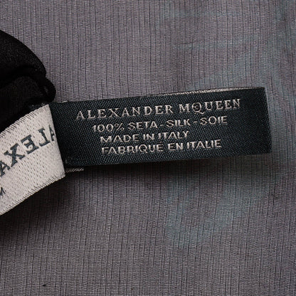Alexander McQueen Silk Chiffon Escher Ivy Scarf Black Dark Green 6 of 7