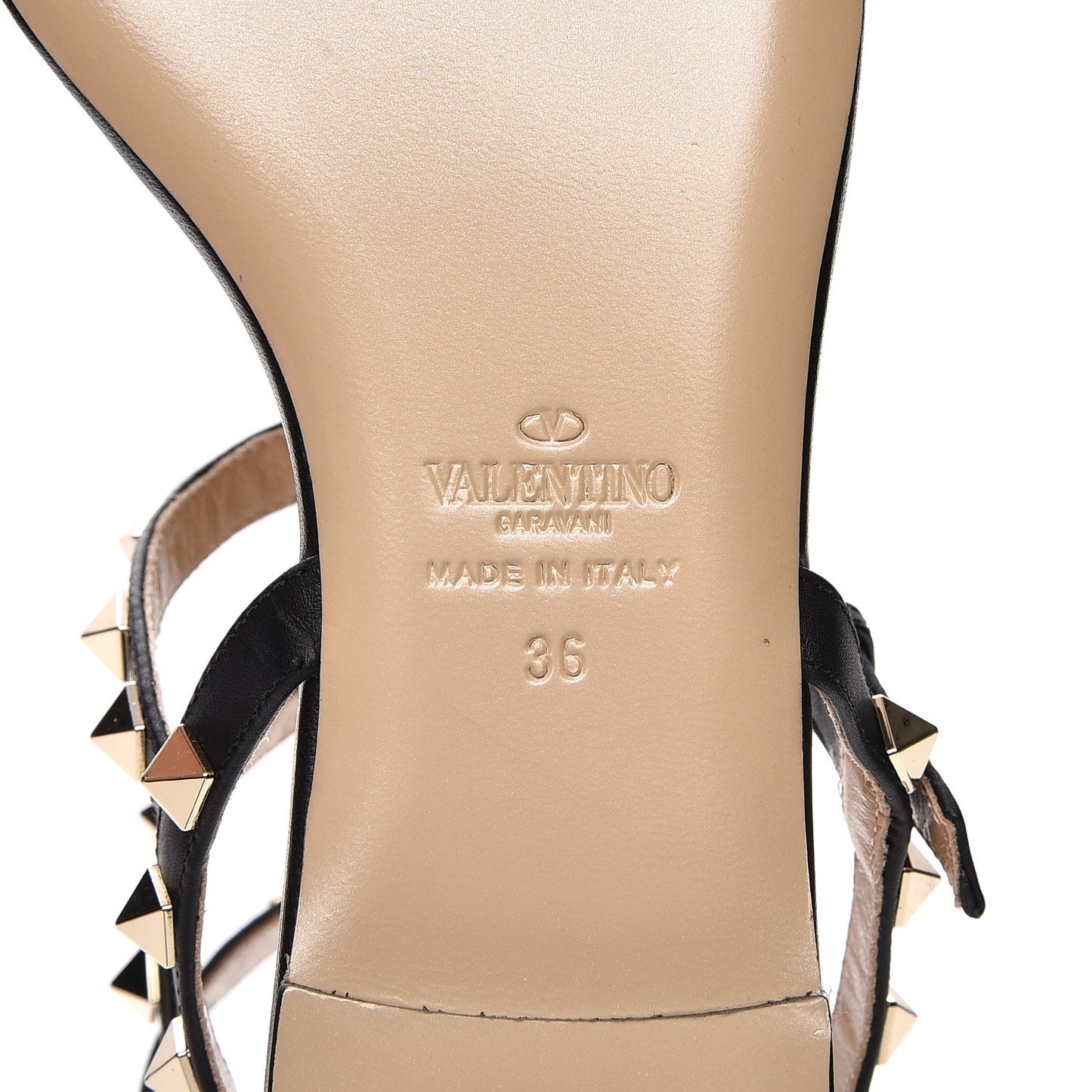 Calfskin Rockstud Ankle Wrap Flat Thong Sandals 36 Black