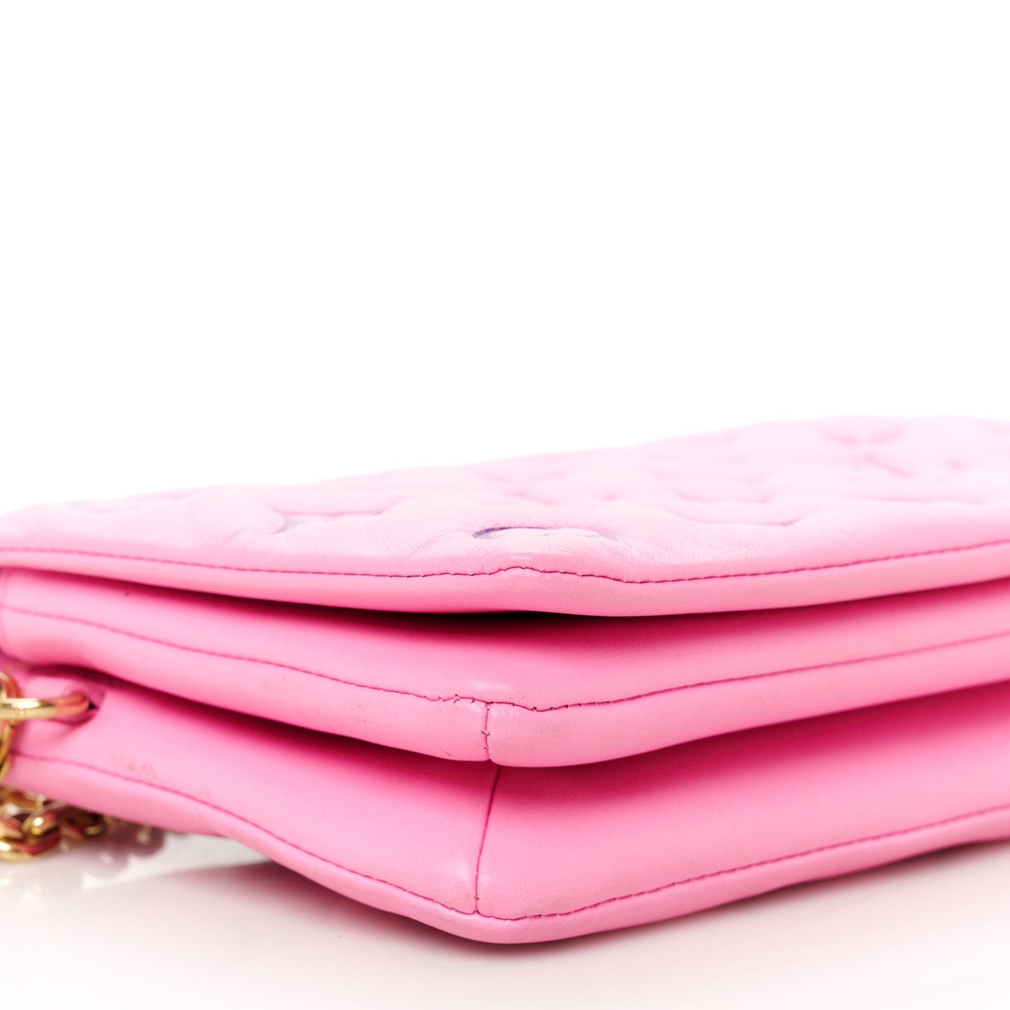 Lambskin Embossed Monogram Vuittamins Pochette Coussin Rose Violet