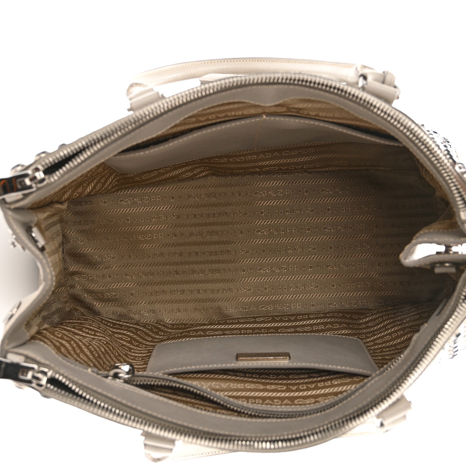 Prada Saffiano Lux Studded Crystal Medium Galleria Double Zip Tote Pomice 5 of 10