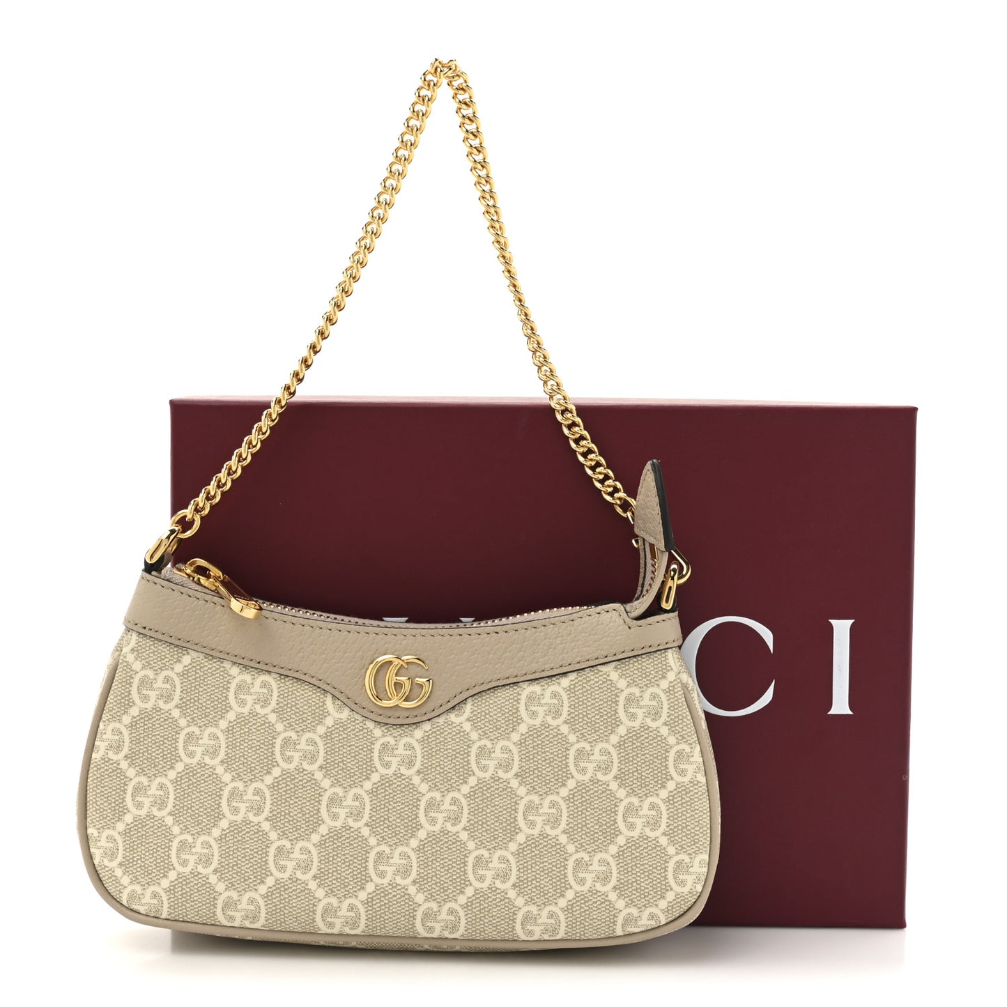 GG Supreme Monogram Textured Dollar Calfskin Web Mini Ophidia GG Handbag Beige Mystic White Oatmeal