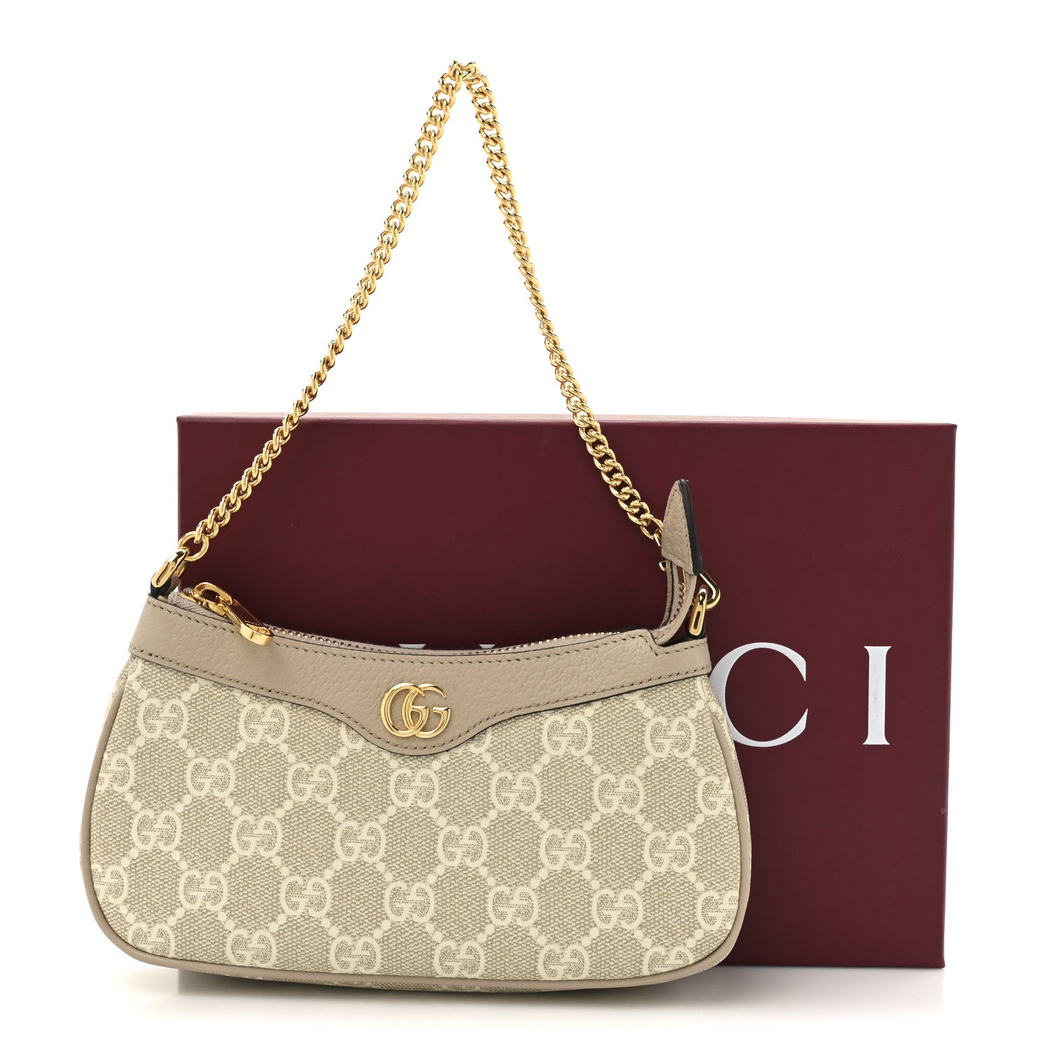 Gucci GG Supreme Monogram Textured Dollar Calfskin Web Mini Ophidia GG Handbag Beige Mystic White Oatmeal 11 of 11