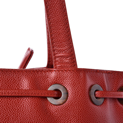 Chanel Caviar CC Drawstring Shoulder Bag Red 13 of 13