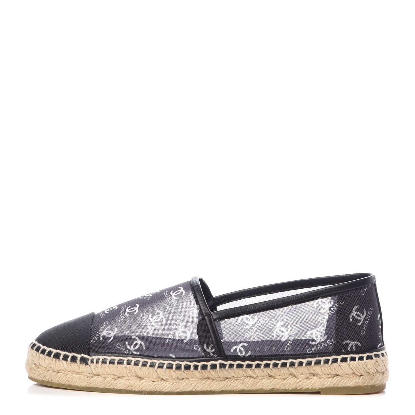 Mesh Grosgrain CC Espadrilles 40 Black White