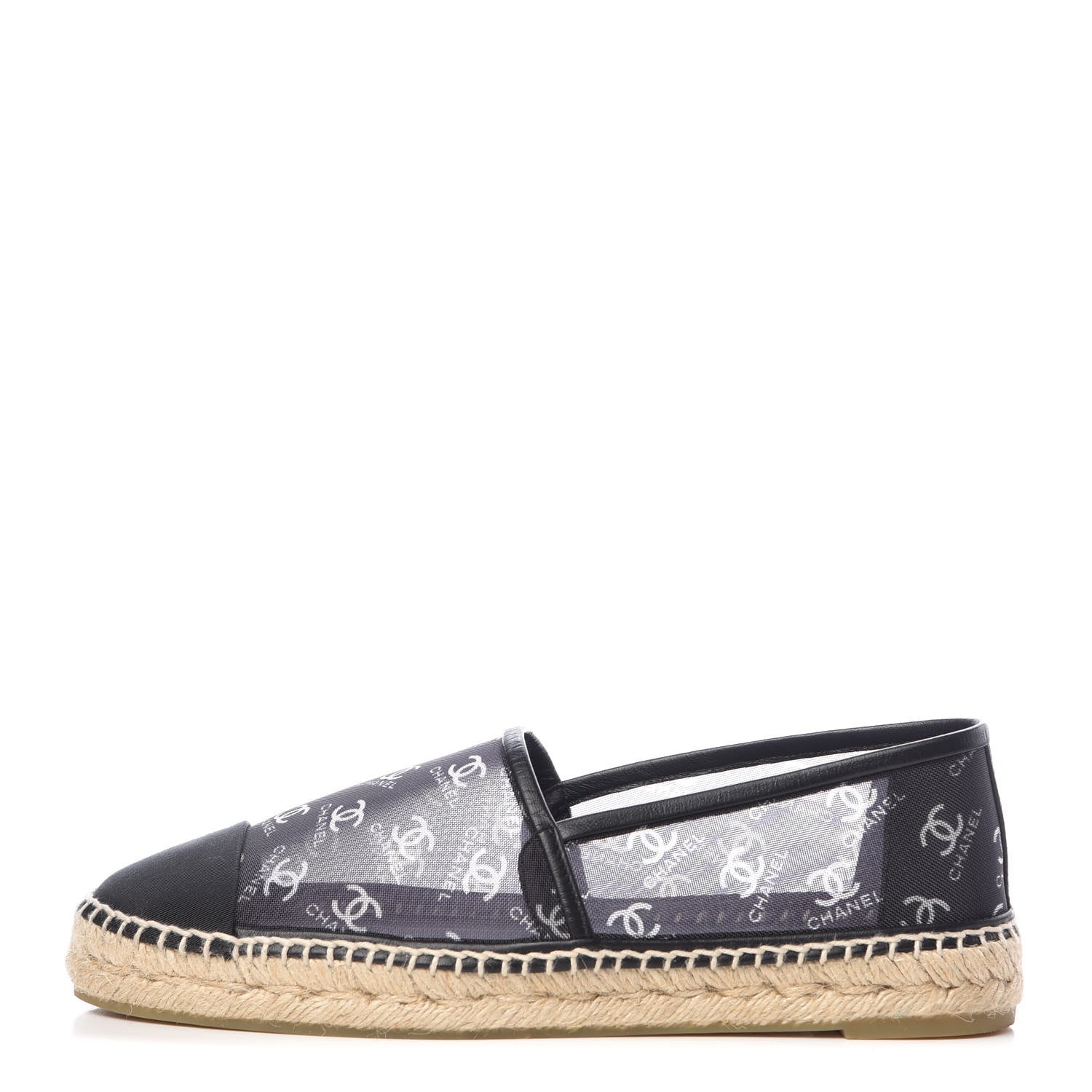 Chanel Mesh Grosgrain CC Espadrilles 40 Black White 1 of 9