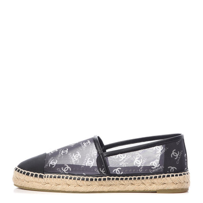 Chanel Mesh Grosgrain CC Espadrilles 40 Black White 1 of 9