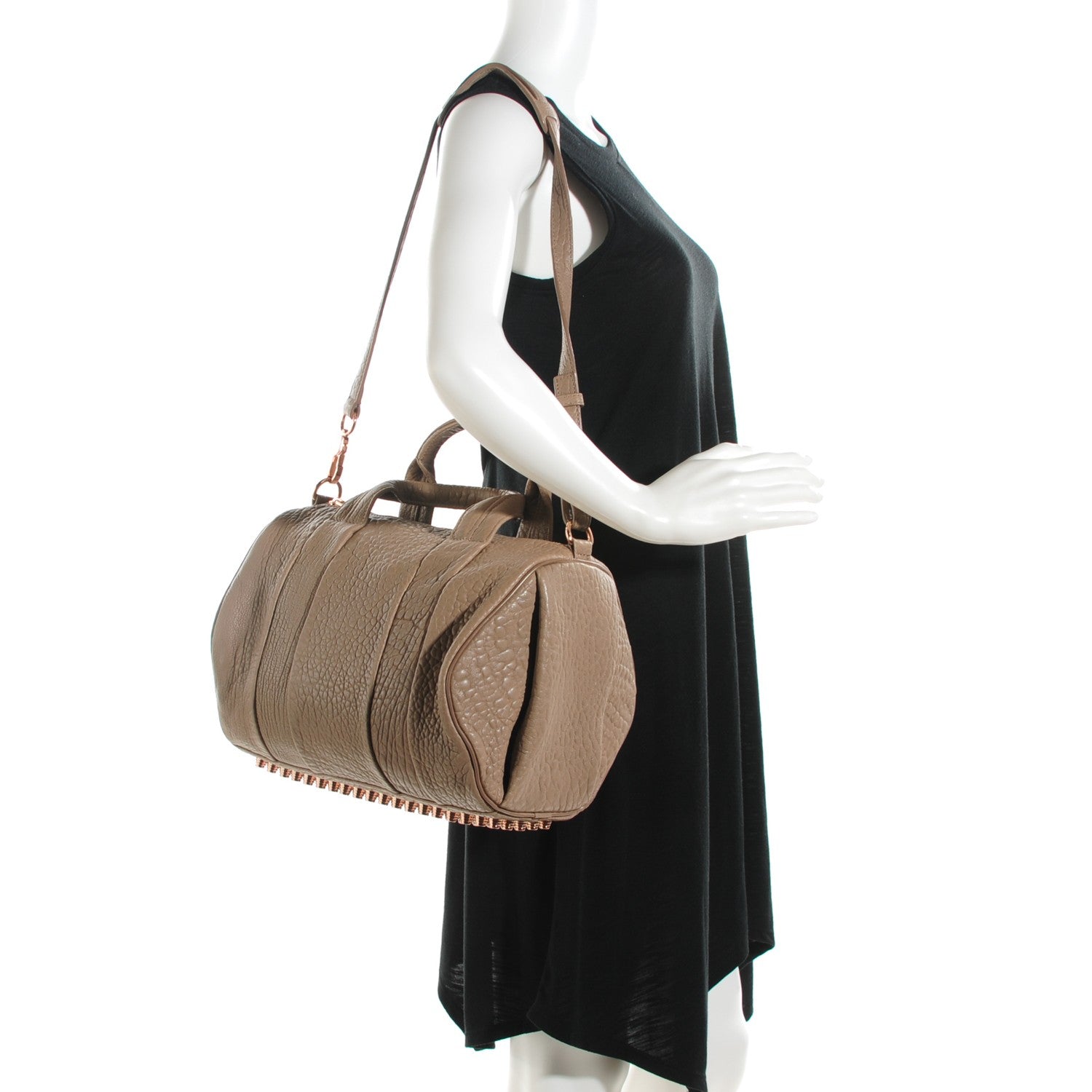 Alexander Wang Pebbled Lambskin Rocco Latte Rose Gold Hardware 2 of 8