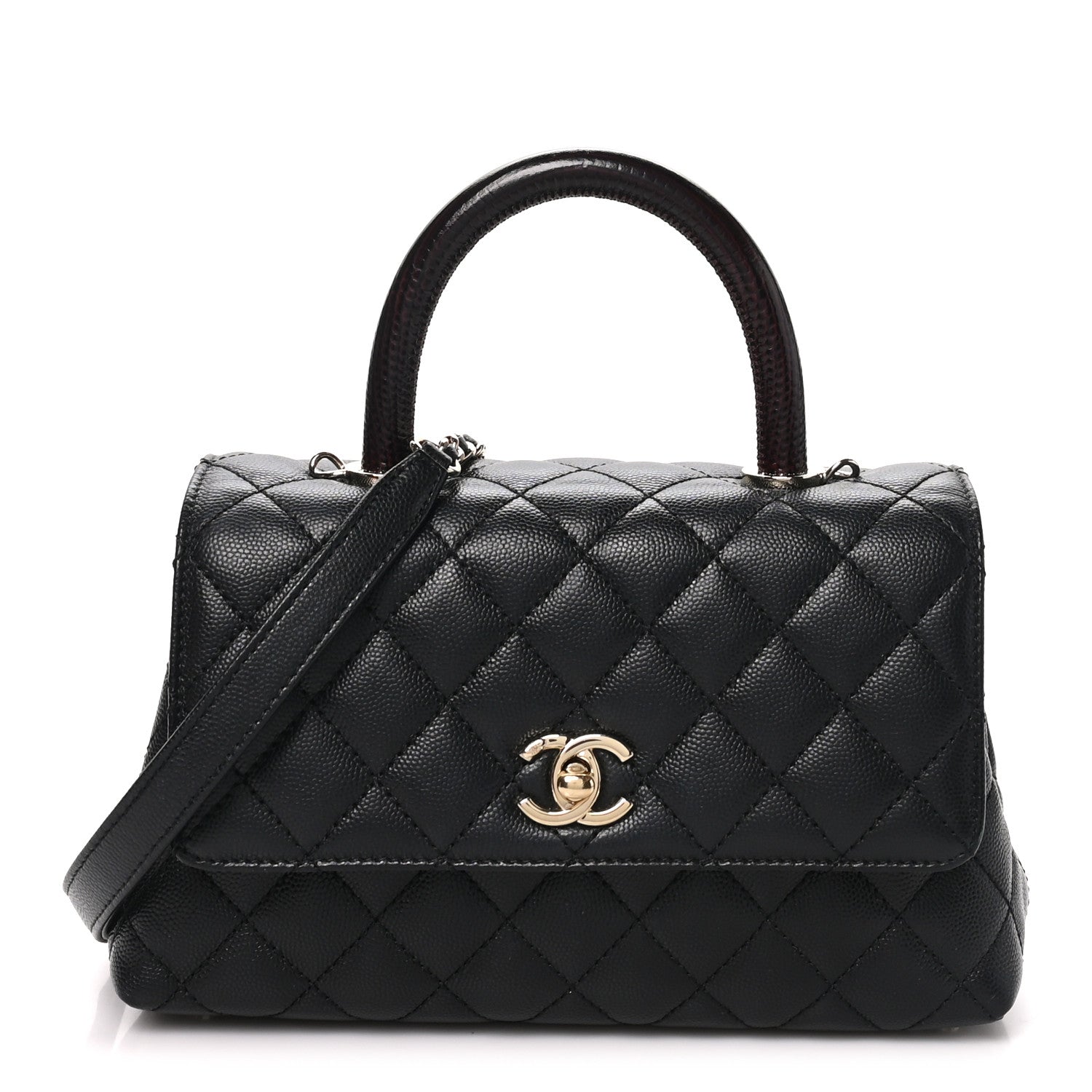 Chanel Caviar Quilted Lizard Embossed Mini Coco Handle Flap  Black 1 of 10
