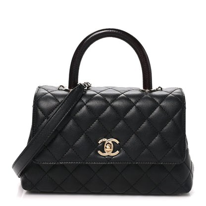 Chanel Caviar Quilted Lizard Embossed Mini Coco Handle Flap  Black 1 of 10
