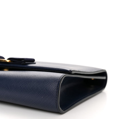 Salvatore Ferragamo Printed Calfskin Vara Bow Chain Flap Crossbody Navy 9 of 11