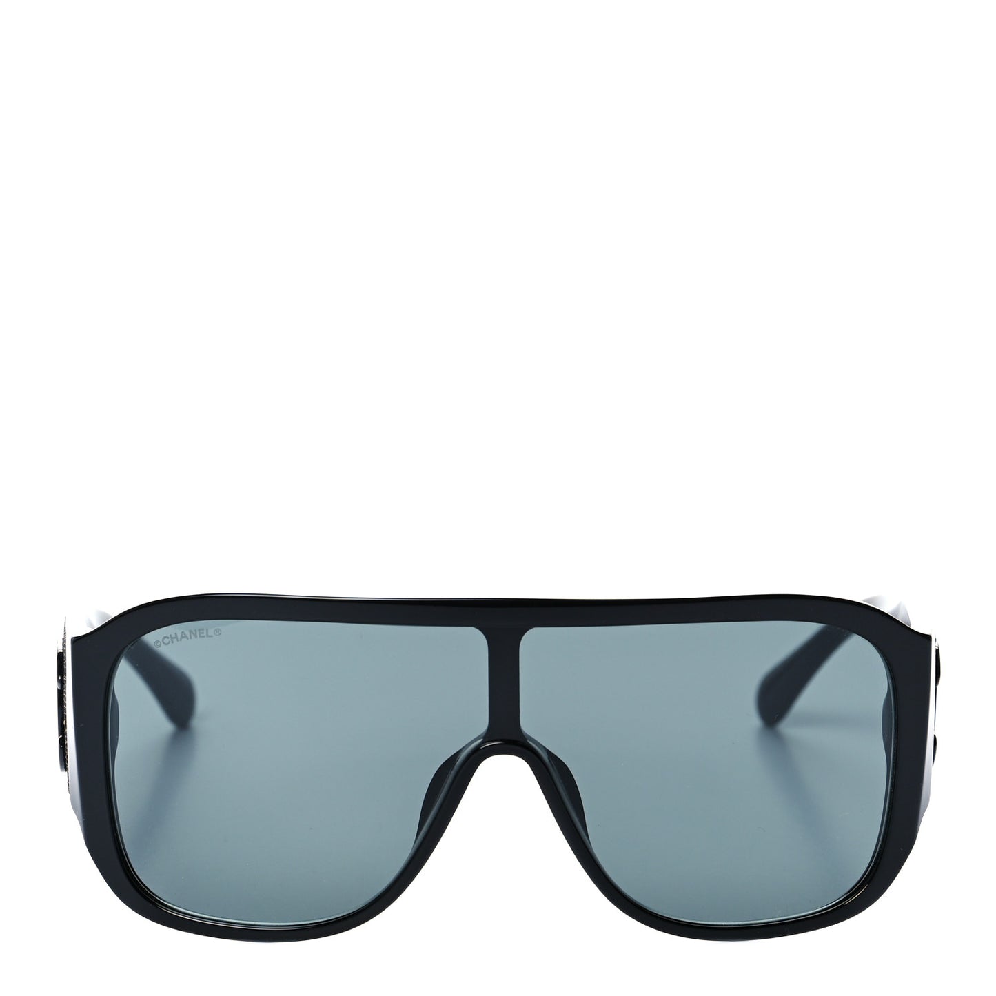 Acetate Crystal CC Shield Sunglasses 5466-B-A Black