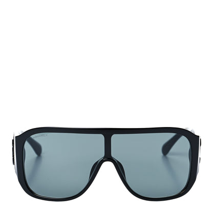 Chanel Acetate Crystal CC Shield Sunglasses 5466-B-A Black 6 of 8