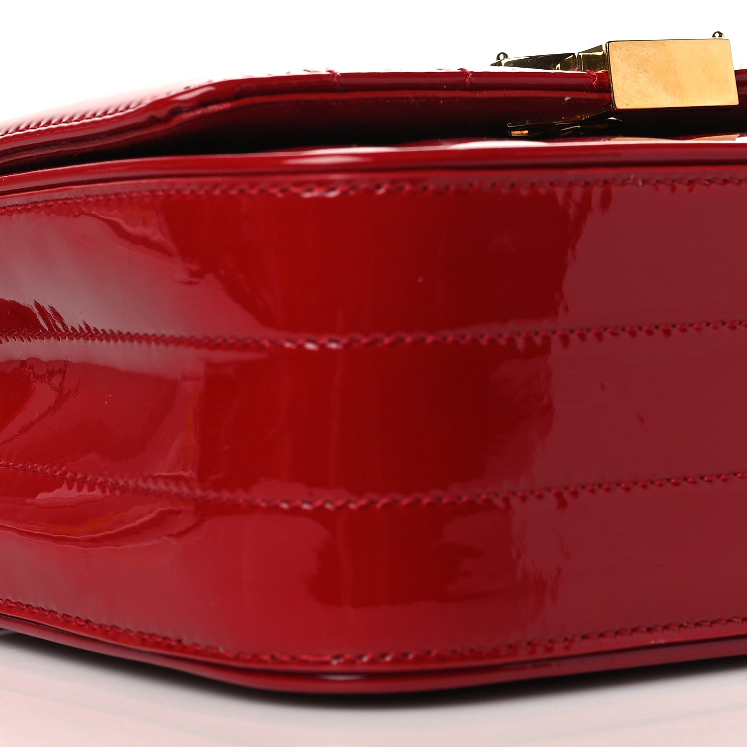 Saint Laurent Patent Matelasse Monogram Small Vicky Chain Bag Red 9 of 10