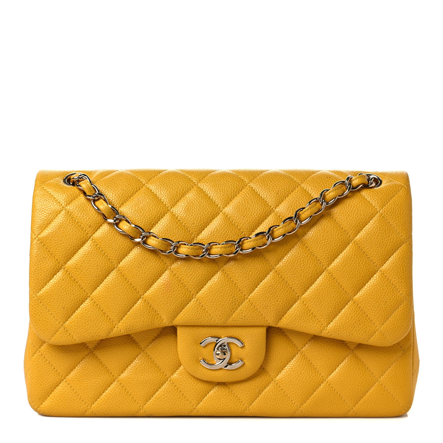 Chanel Caviar Quilted Jumbo Double Flap Yellow 1 of 7