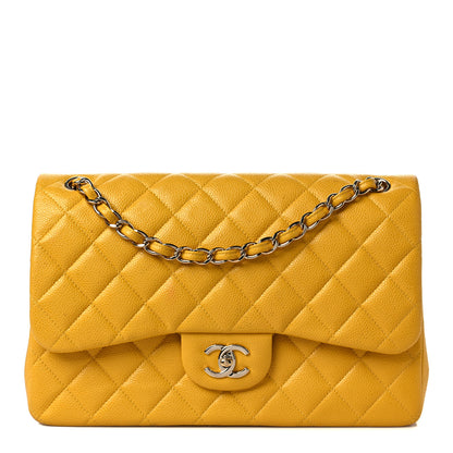 Chanel Caviar Quilted Jumbo Double Flap Yellow 1 of 7
