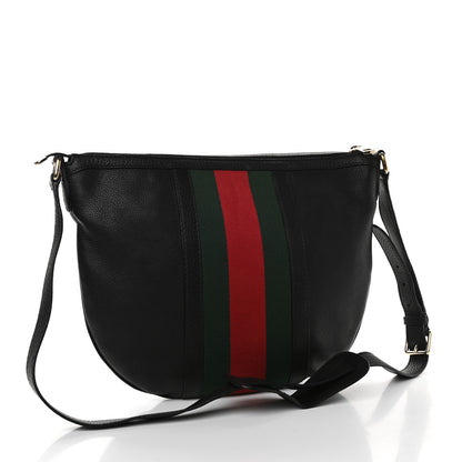 Gucci Pebbled Calfskin Vintage Web Medium Half Moon Hobo Black 3 of 11