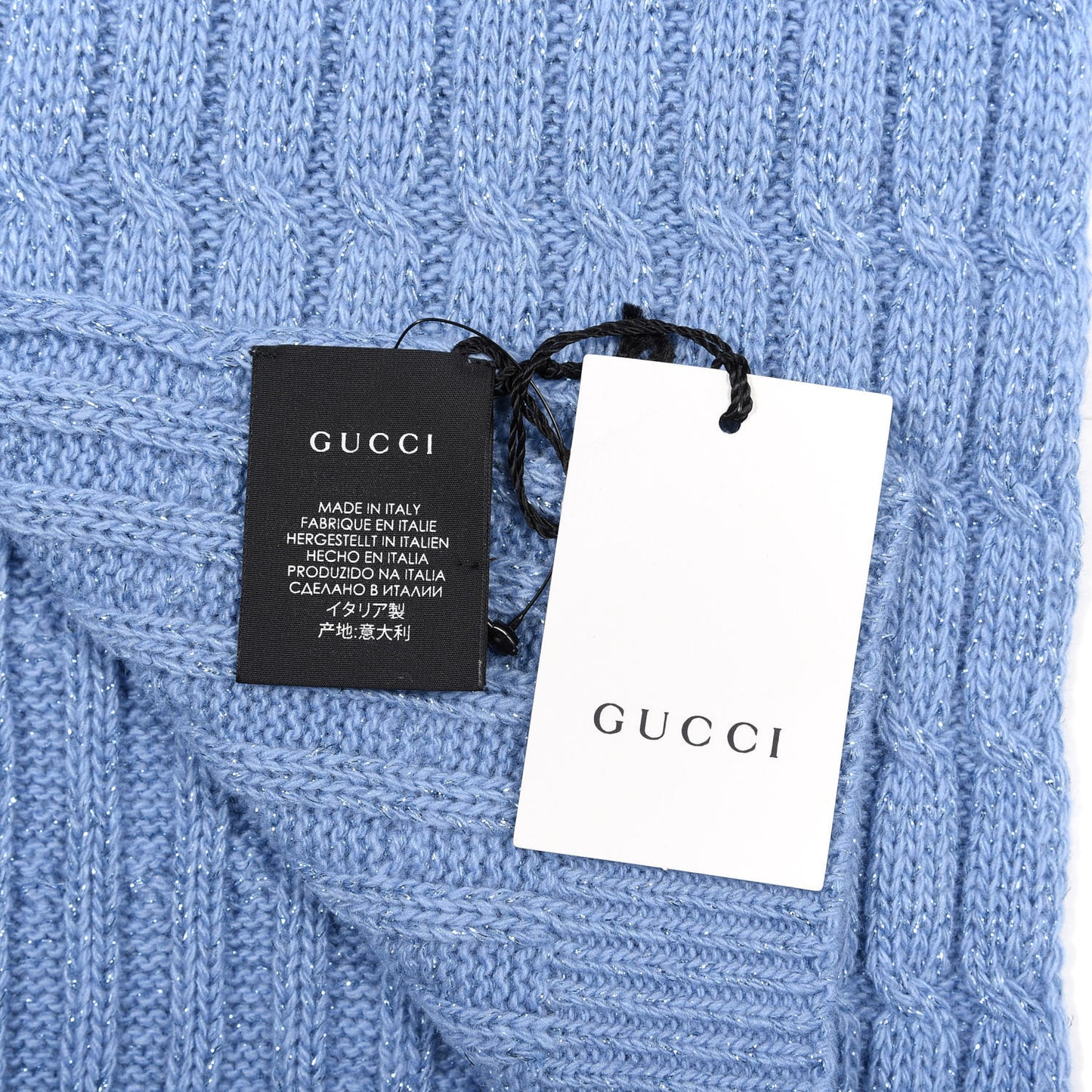 Wool Knit Shine Reg Scarf Bluette Sky Blue