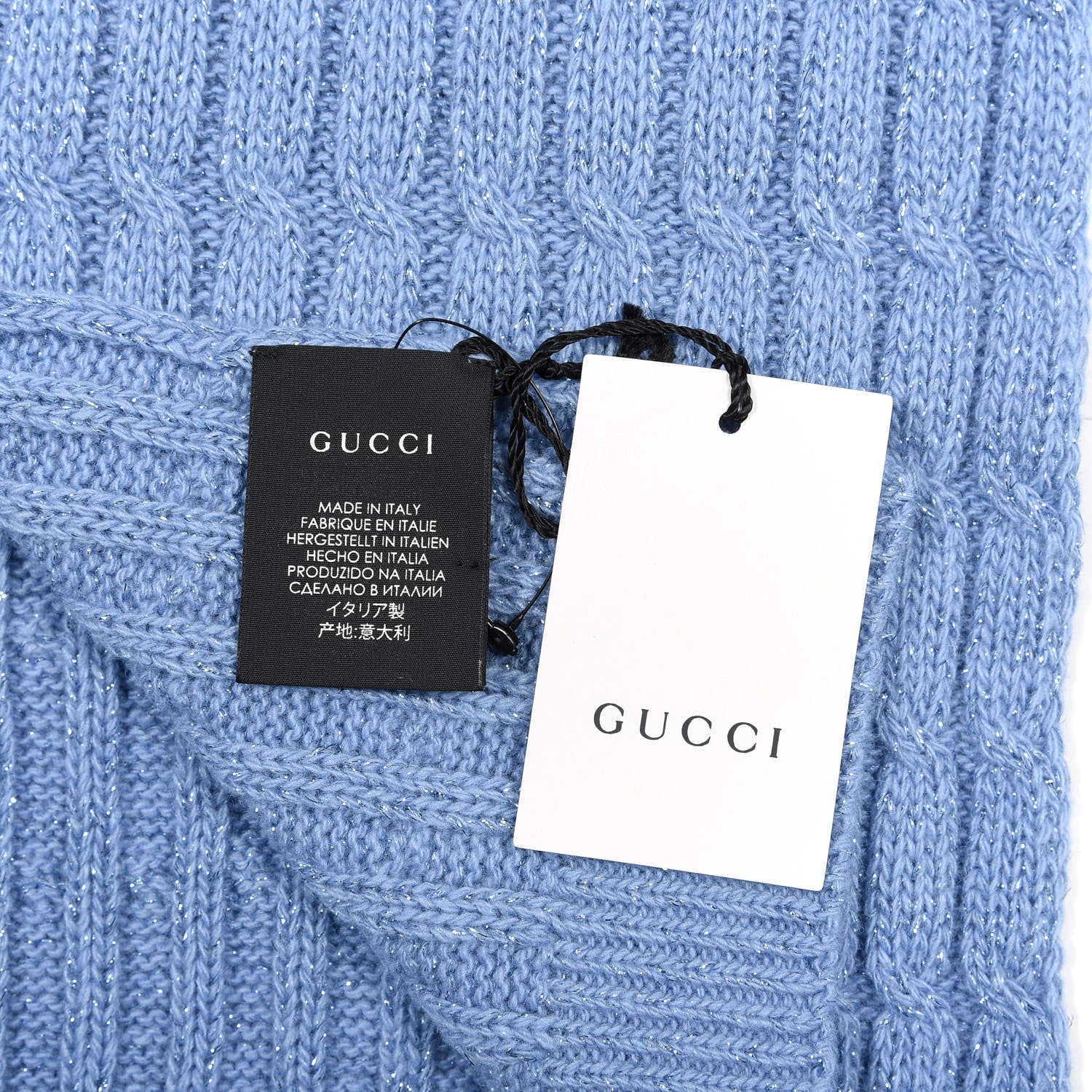 Gucci Wool Knit Shine Reg Scarf Bluette Sky Blue 4 of 4