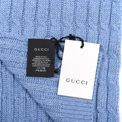 Gucci Wool Knit Shine Reg Scarf Bluette Sky Blue 4 of 4