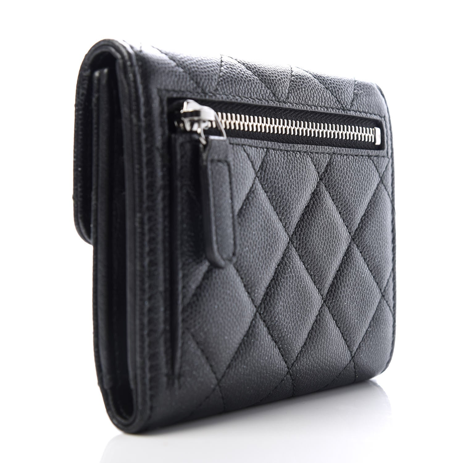 Chanel Iridescent Caviar Quilted Compact Flap Wallet Black 3 of 9