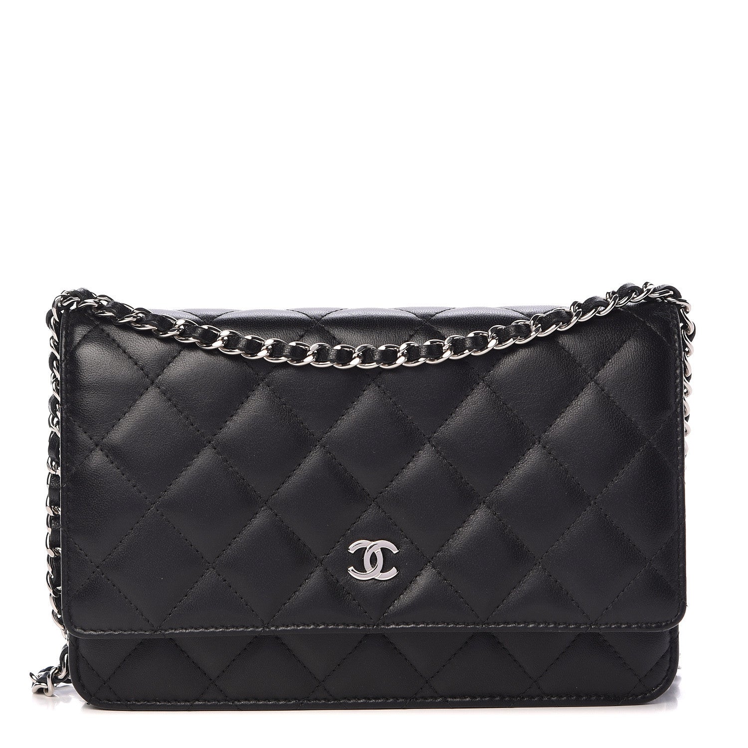 Chanel Lambskin Quilted Wallet On Chain WOC Black 1 of 12
