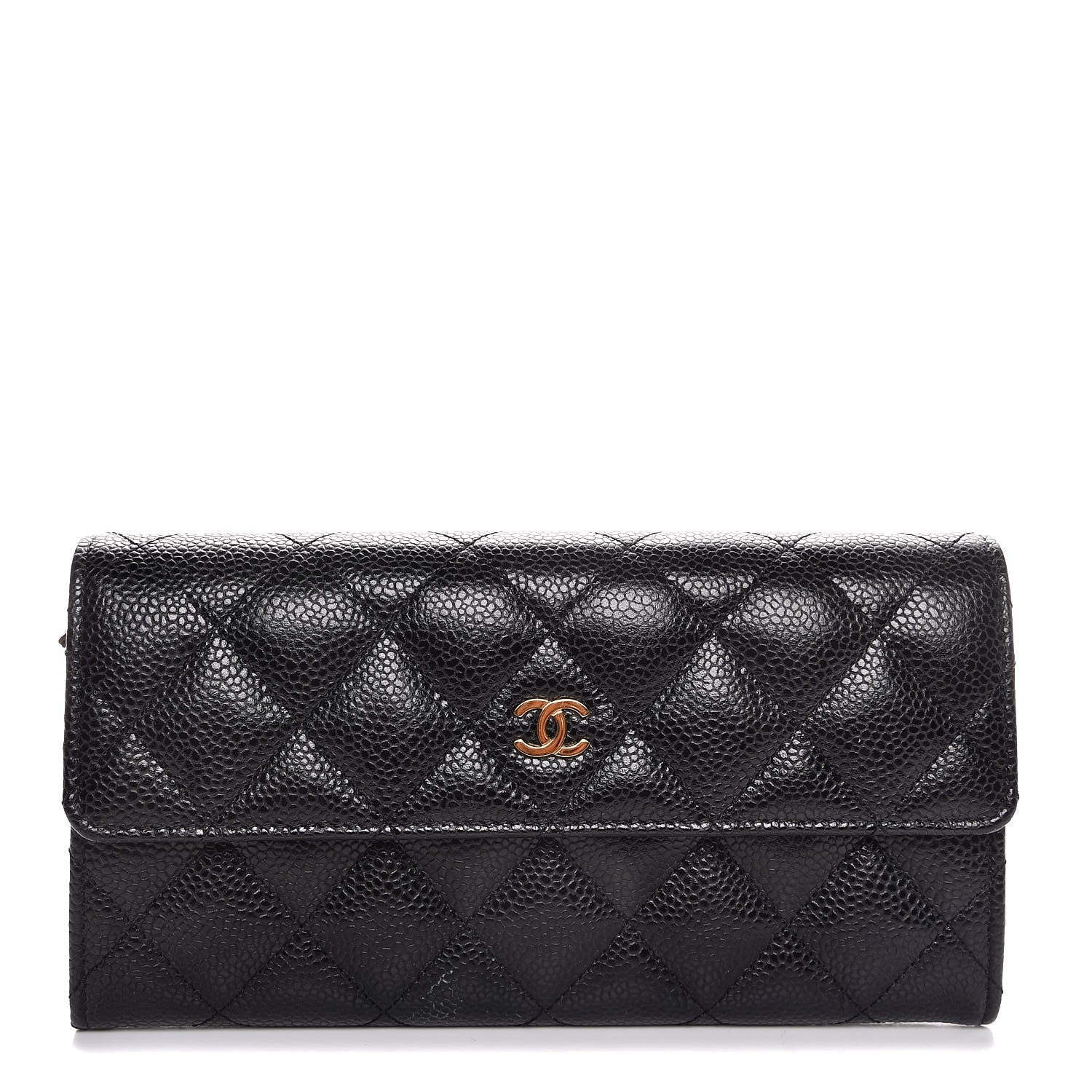 Chanel Caviar Quilted Large Gusset Flap Wallet Black 1 of 8