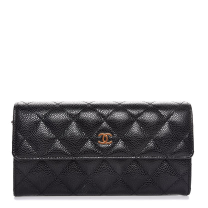 Chanel Caviar Quilted Large Gusset Flap Wallet Black 1 of 8