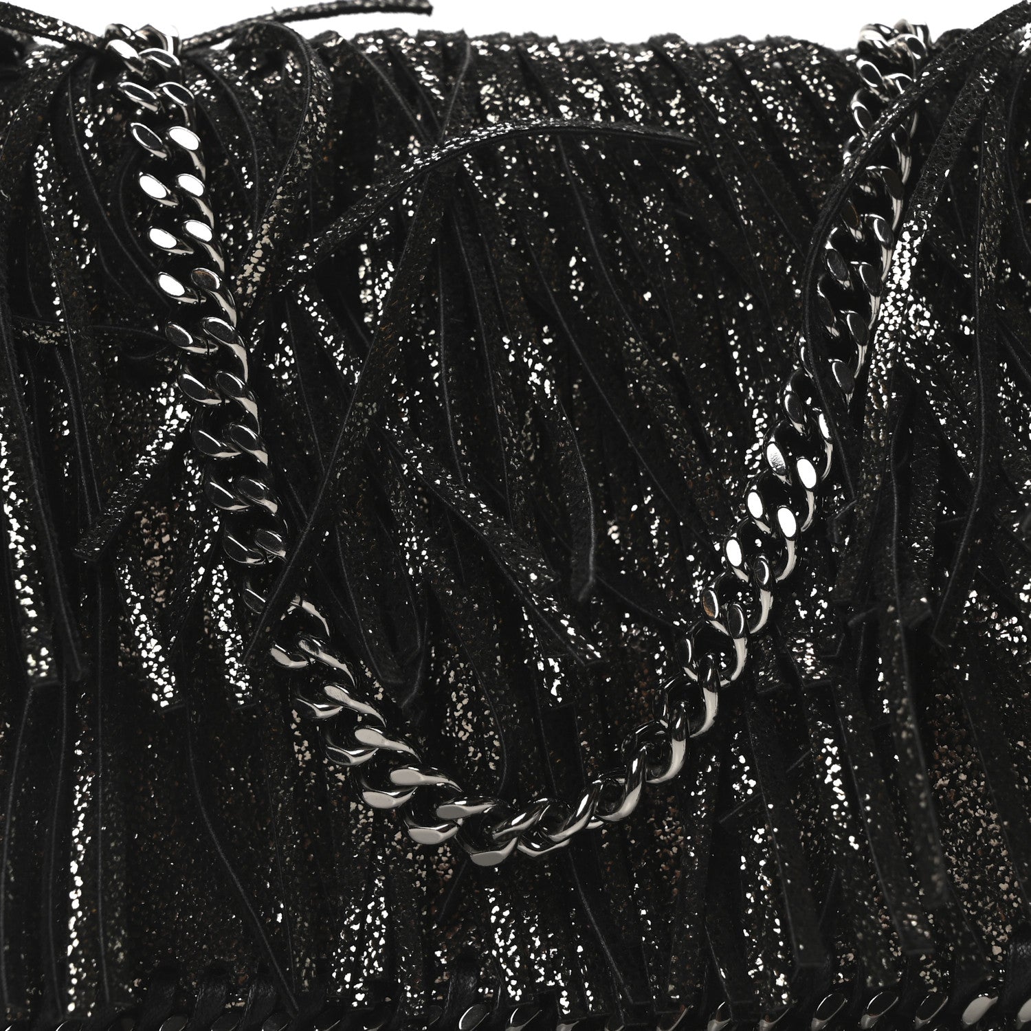 Stella McCartney Shaggy Deer Fringe Flat Crossbody Black 7 of 9
