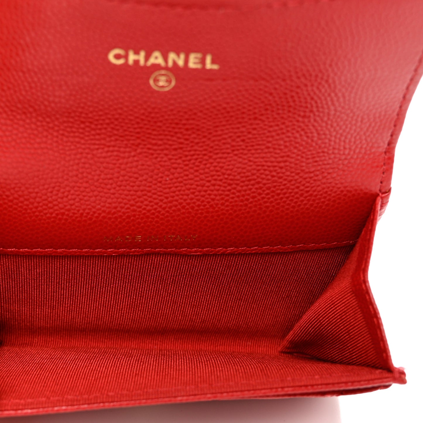 Caviar Quilted Flap Card Holder Wallet Red